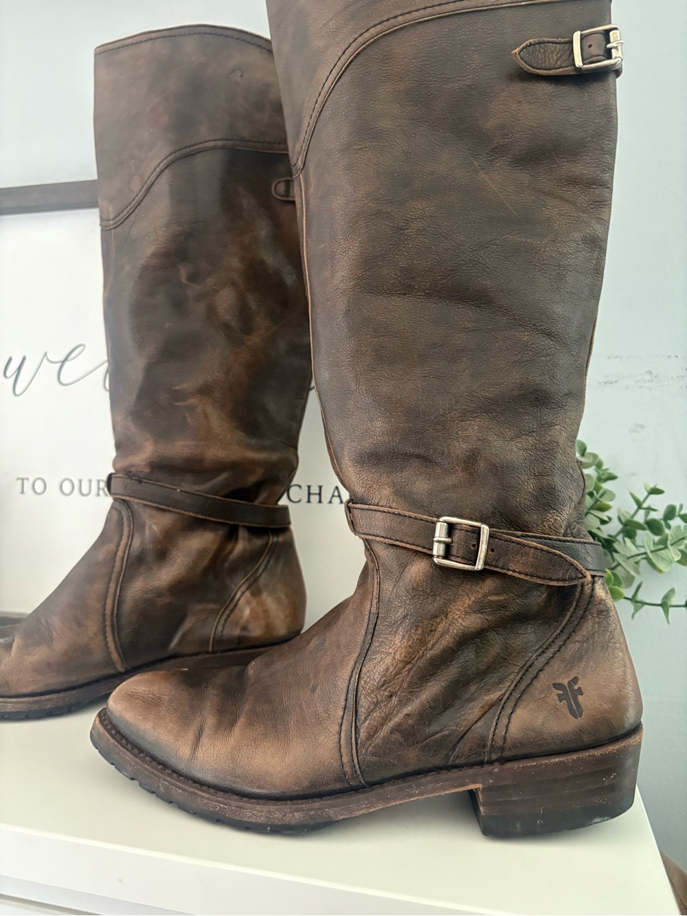 Frye Dorado Distressed Leather Boots Women’s Size 9 - Picture 2 of 9
